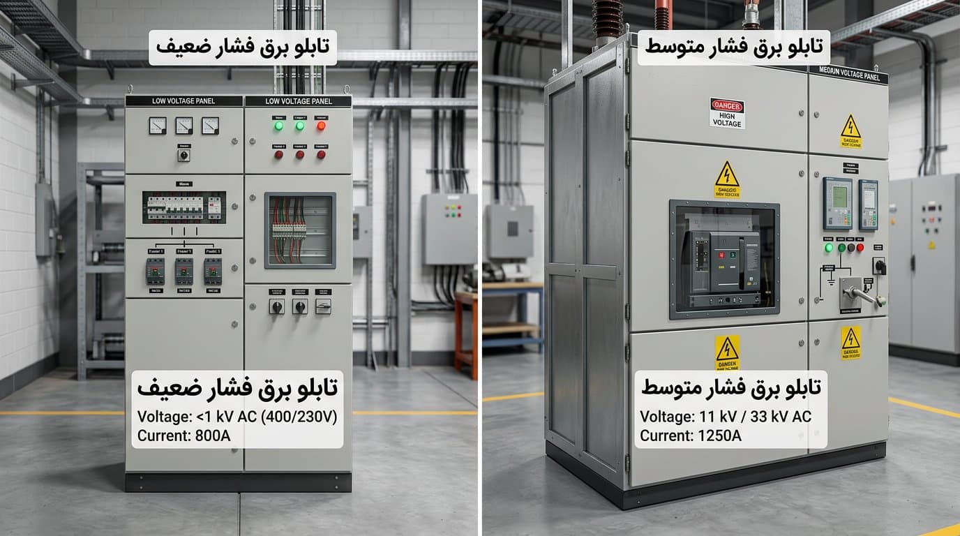 تفاوت تابلو برق فشار ضعیف و فشار متوسط | کدام را برای پروژه خود انتخاب کنیم؟ (۱۴۰۵)