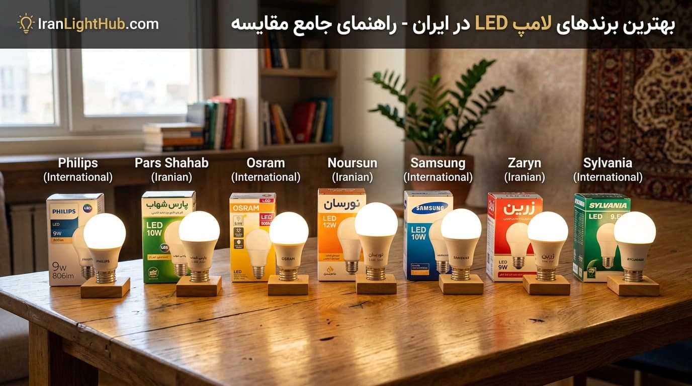 بهترین برندهای لامپ LED در ایران ۱۴۰۵ | مقایسه و راهنمای انتخاب