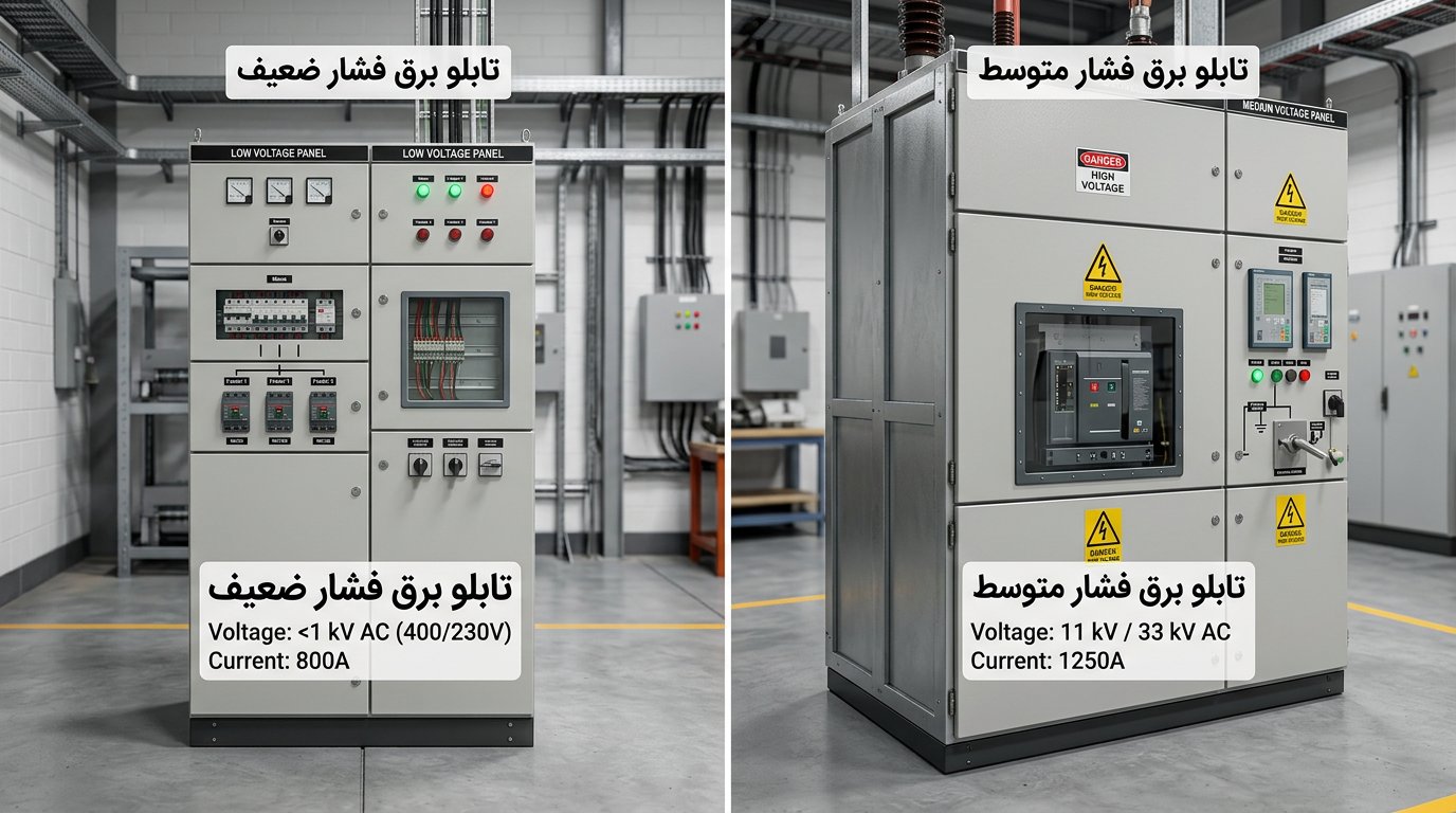 تفاوت تابلو برق فشار ضعیف و فشار متوسط | کدام را برای پروژه خود انتخاب کنیم؟ (۱۴۰۵)