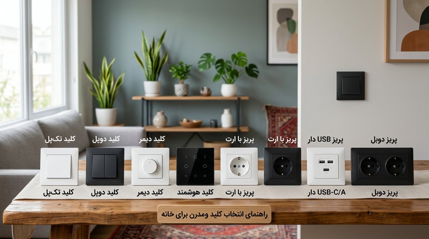 راهنمای خرید کلید و پریز خانگی | انواع، برند و نکات مهم در سال ۱۴۰۵