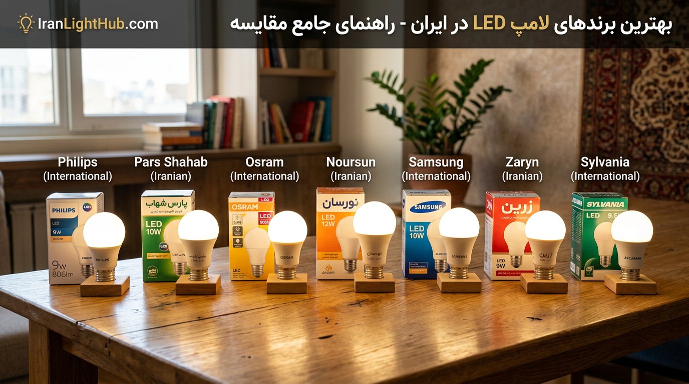 بهترین برندهای لامپ LED در ایران ۱۴۰۵ | مقایسه و راهنمای انتخاب